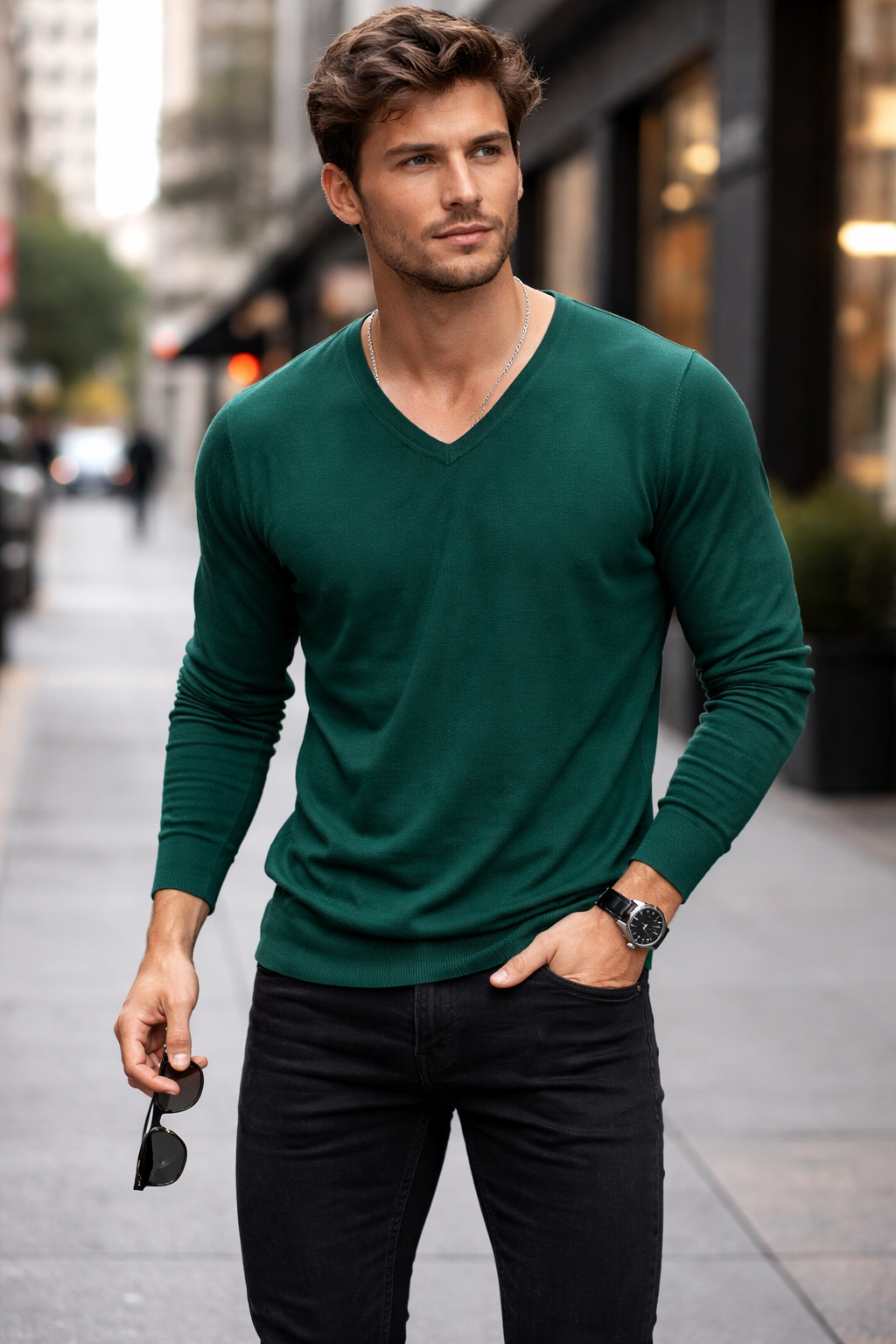 BASIC V NECK LONG SLEEVE
