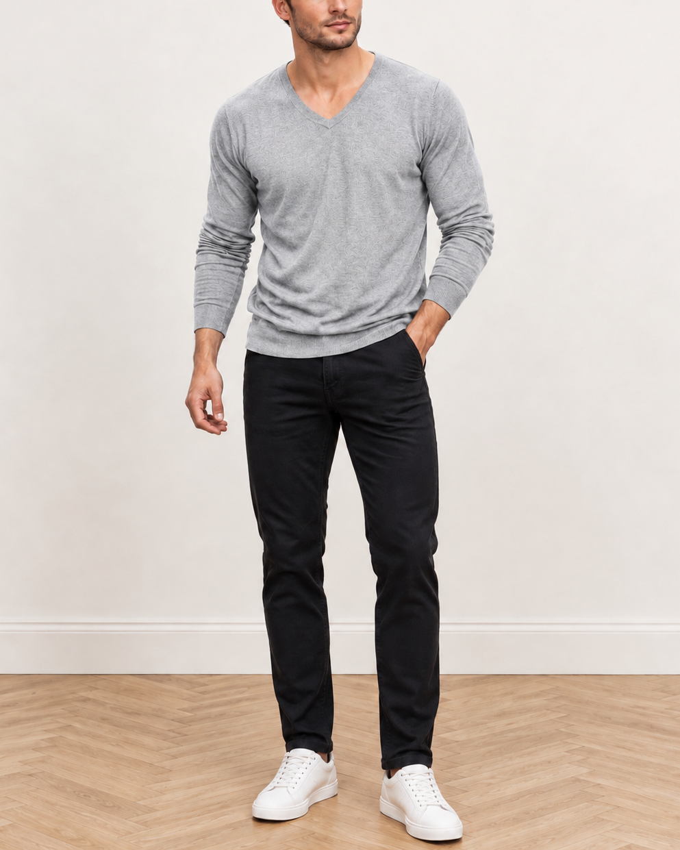 BASIC V NECK LONG SLEEVES